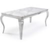 Stainless​ Steel Silver and White 70-Inch Faux ⁤marble Dining Table