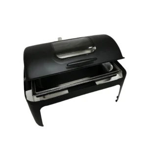 Black Rectangular Roll Top Chaffing Dish 11Lt With Viewing Window