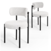Costway Dining Chair Set of 2 with Curved Backrest Padded Seat & Metal Legs for Dining Room Grey & White